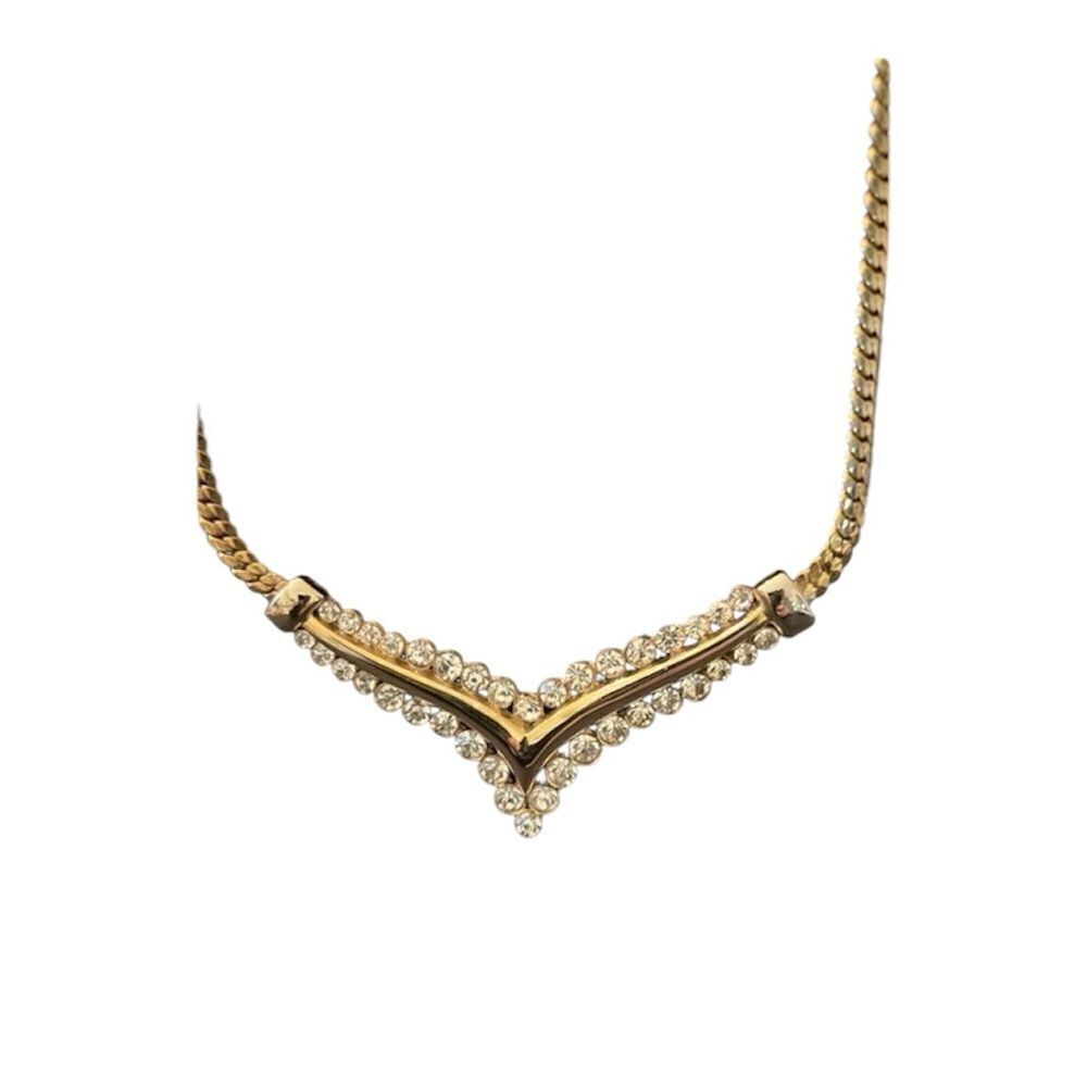 Park Lane stunning vintage gold tone necklace with rhinestones EVC